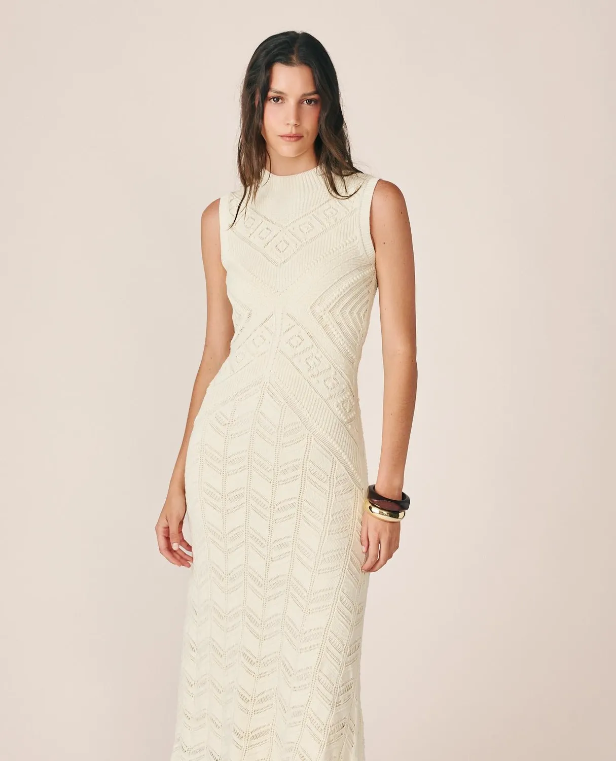 Alma en Pena I26CL0200 robe maxi blanche coton ajouré