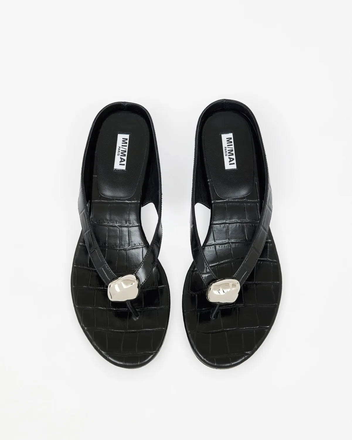 Mi/Mai Cristo Black Croc nu-pieds noirs croco bijou