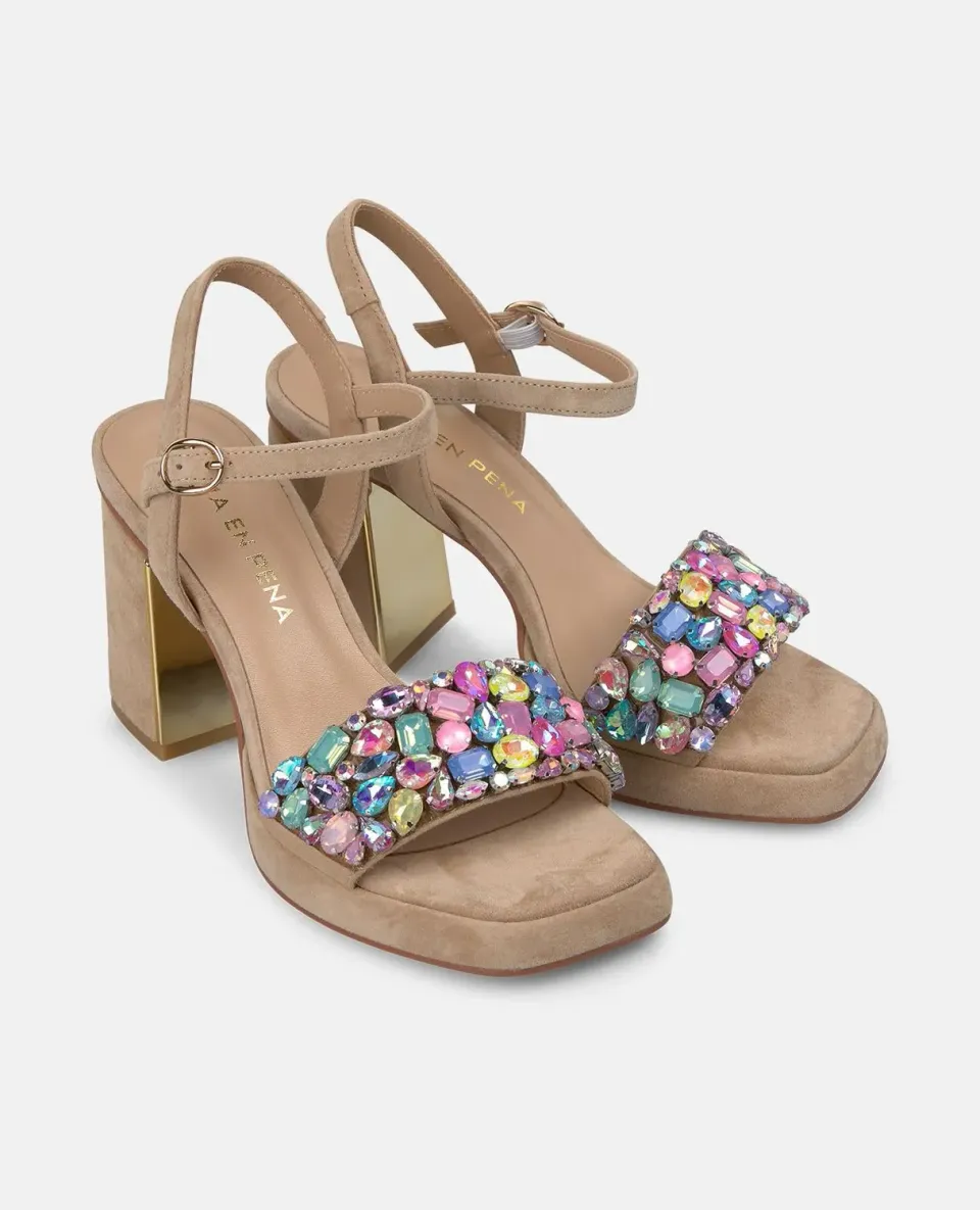 Alma en Pena V250792 sandales sable strass talon 8,5 cm