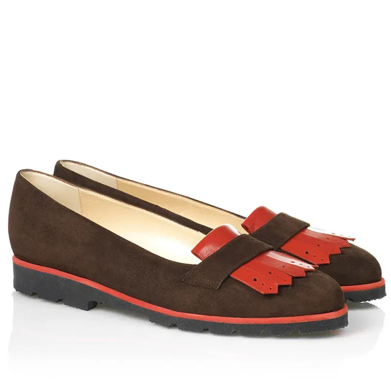 Bégum Paris Helsinki chaussures plates marron rouge cuir