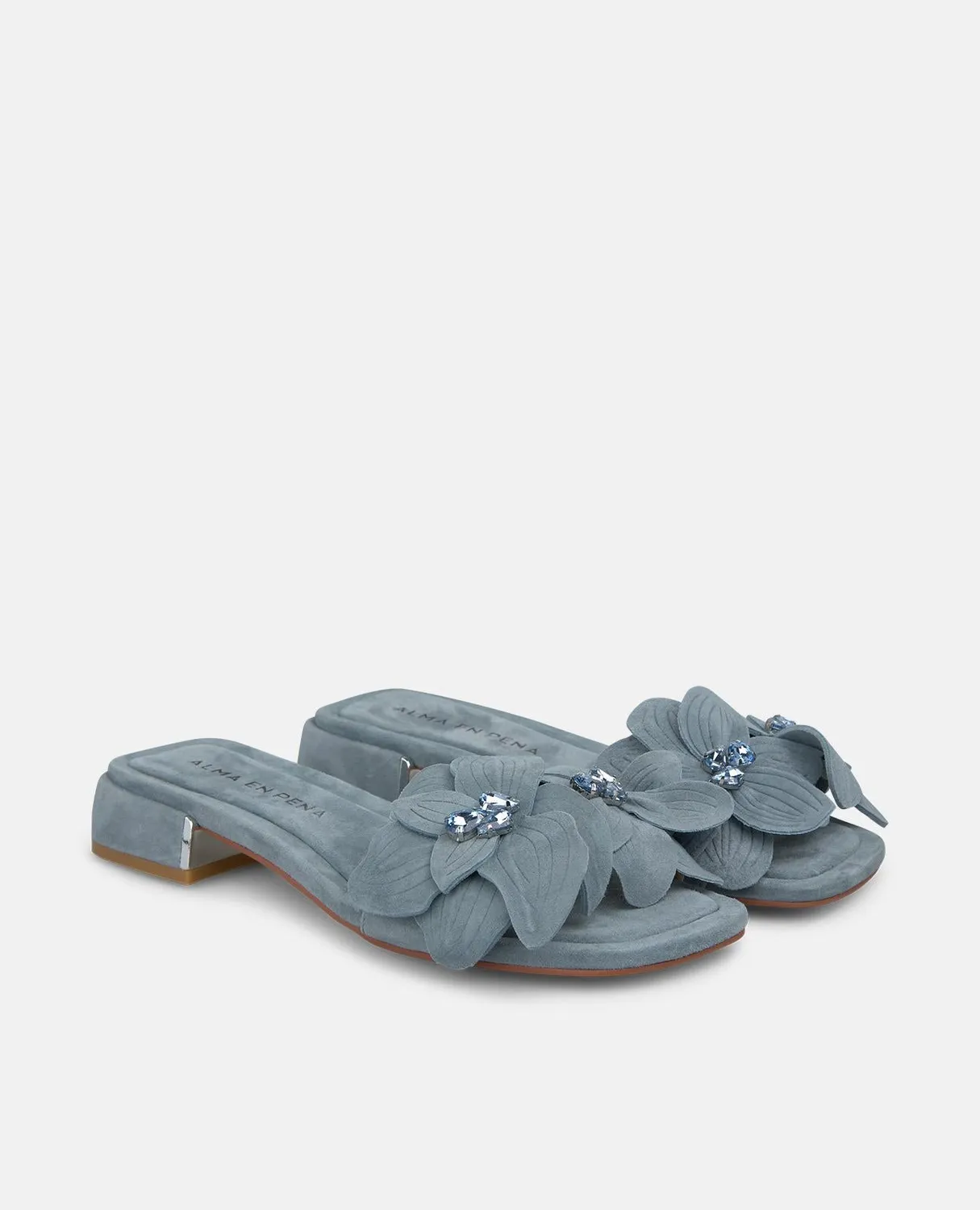 Alma en Pena V268703 sandales bleues fleur cuir