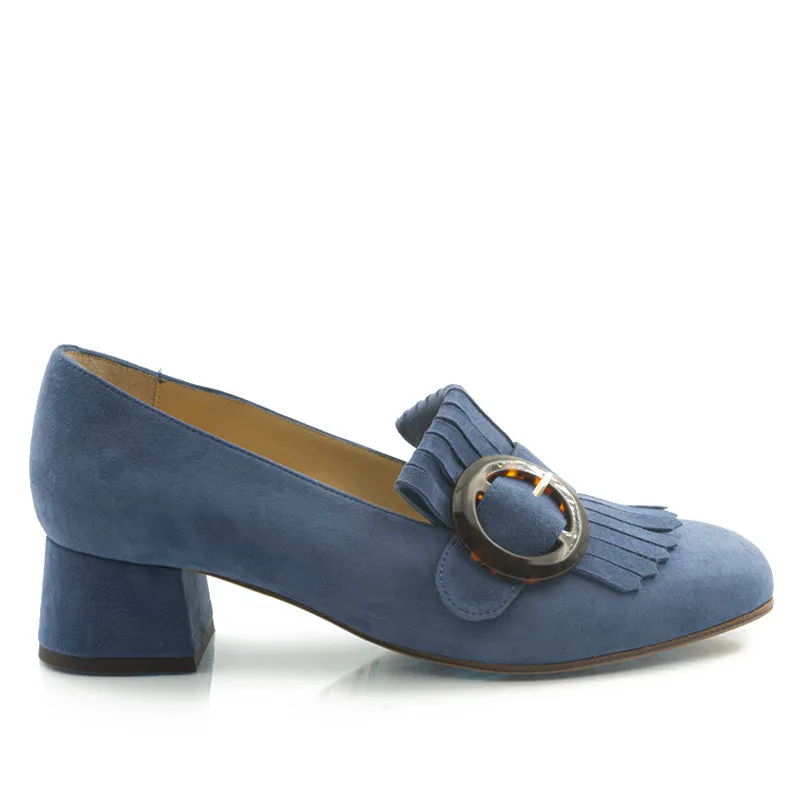Bégum Paris Torino mocassins vert mousse franges 4 cm