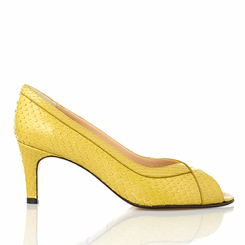 Bégum Paris Gilda escarpin python jaune talon 5,5 cm