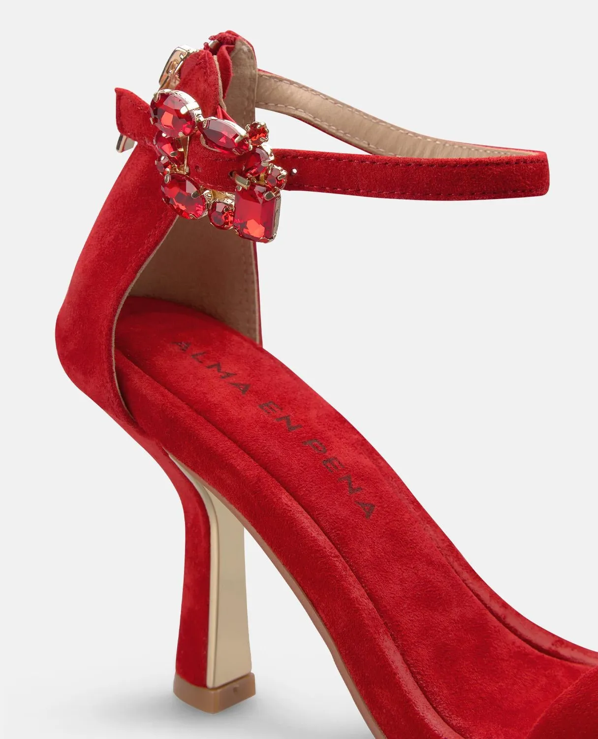 Alma en Pena V264016 sandales daim rouge talon fin 9 cm