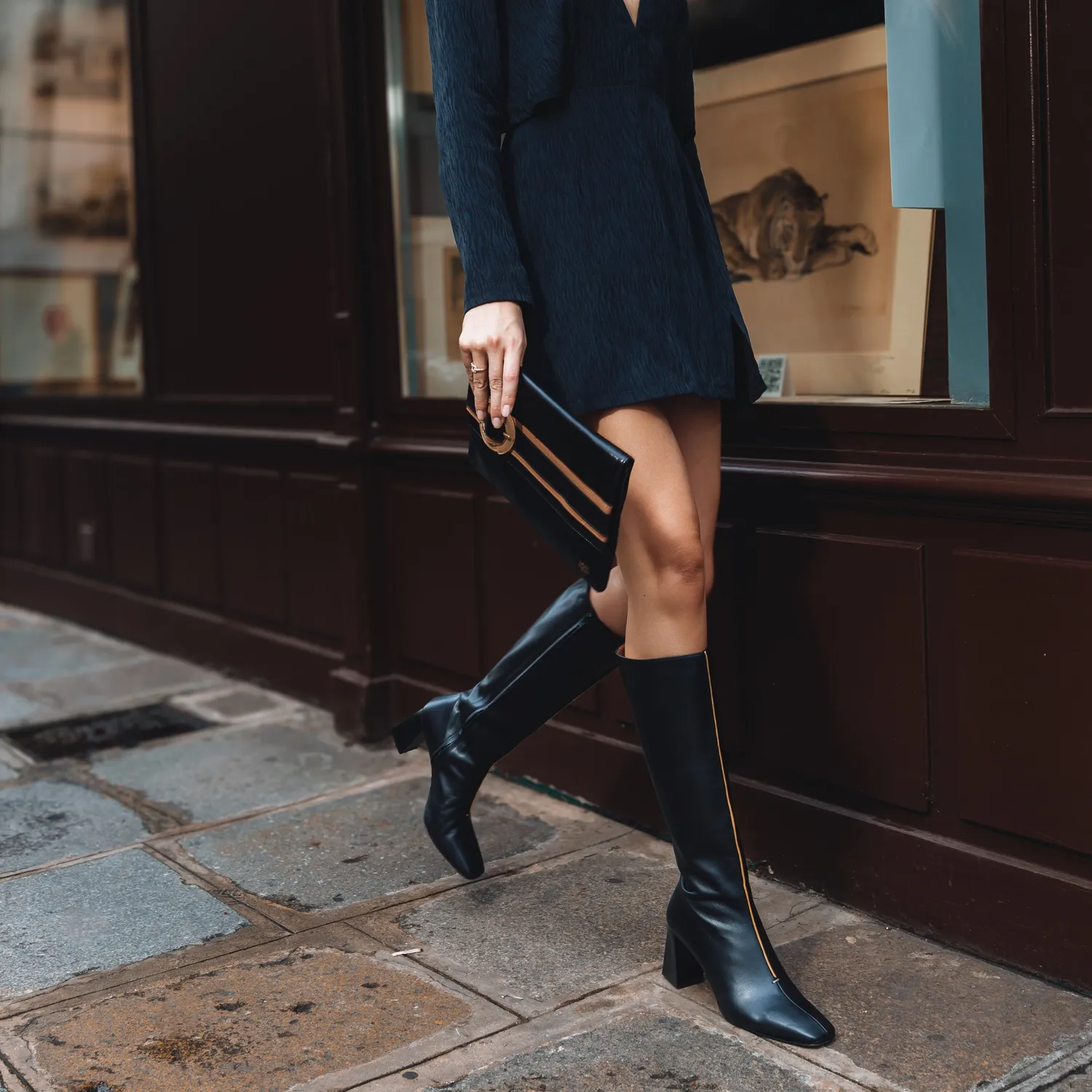 Karine Arabian Danae Botte Cuir Noir Talon 70mm
