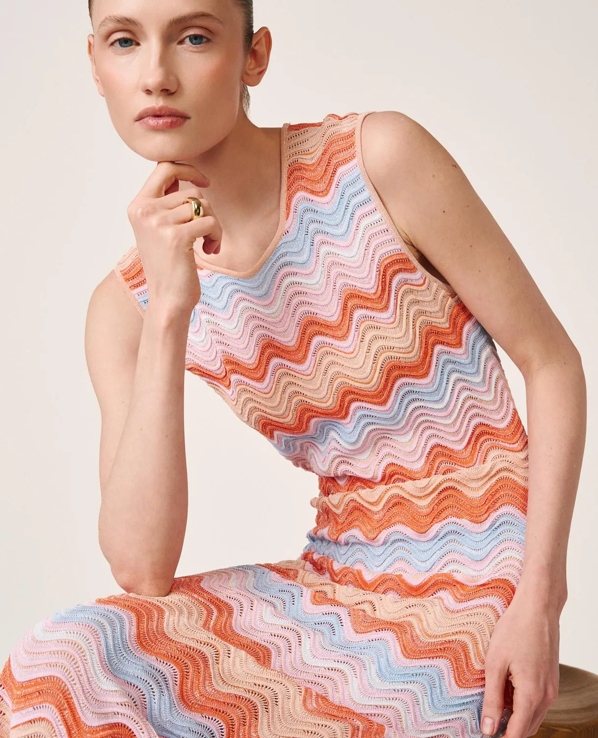 Alma en Pena V26CL0201 robe longue maille orange