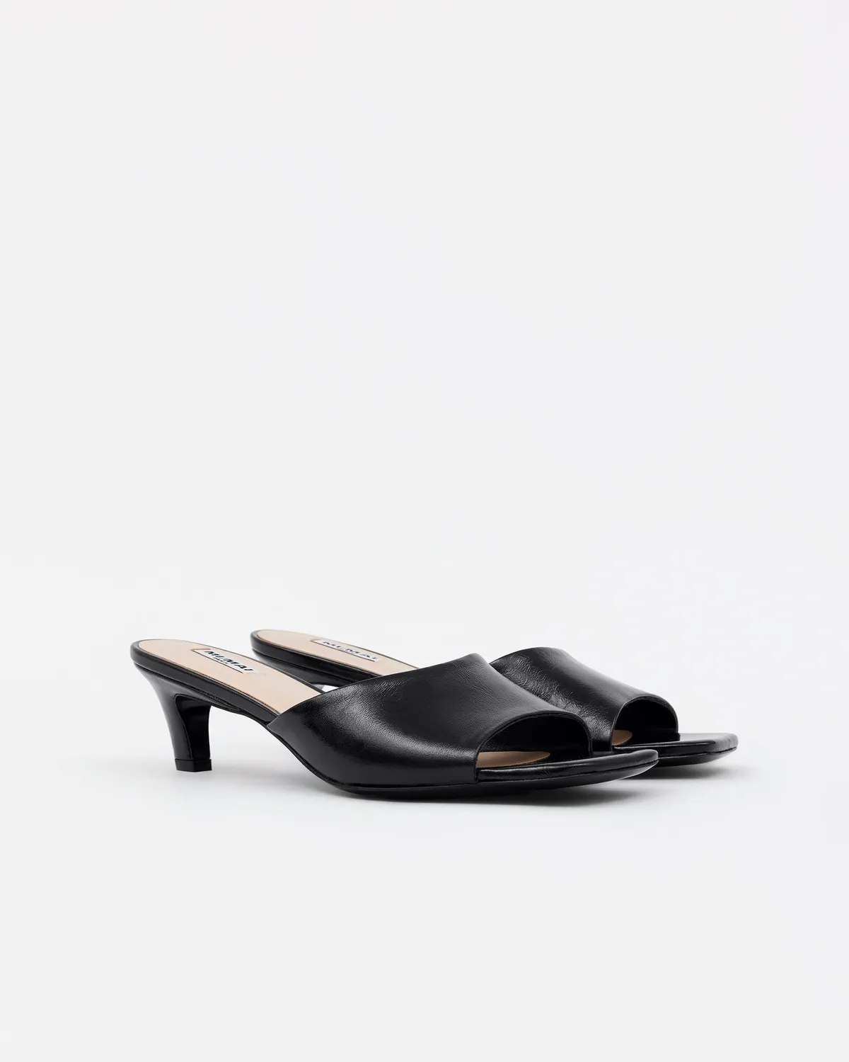 Mi/Mai Liz Black mule cuir noir talon bas