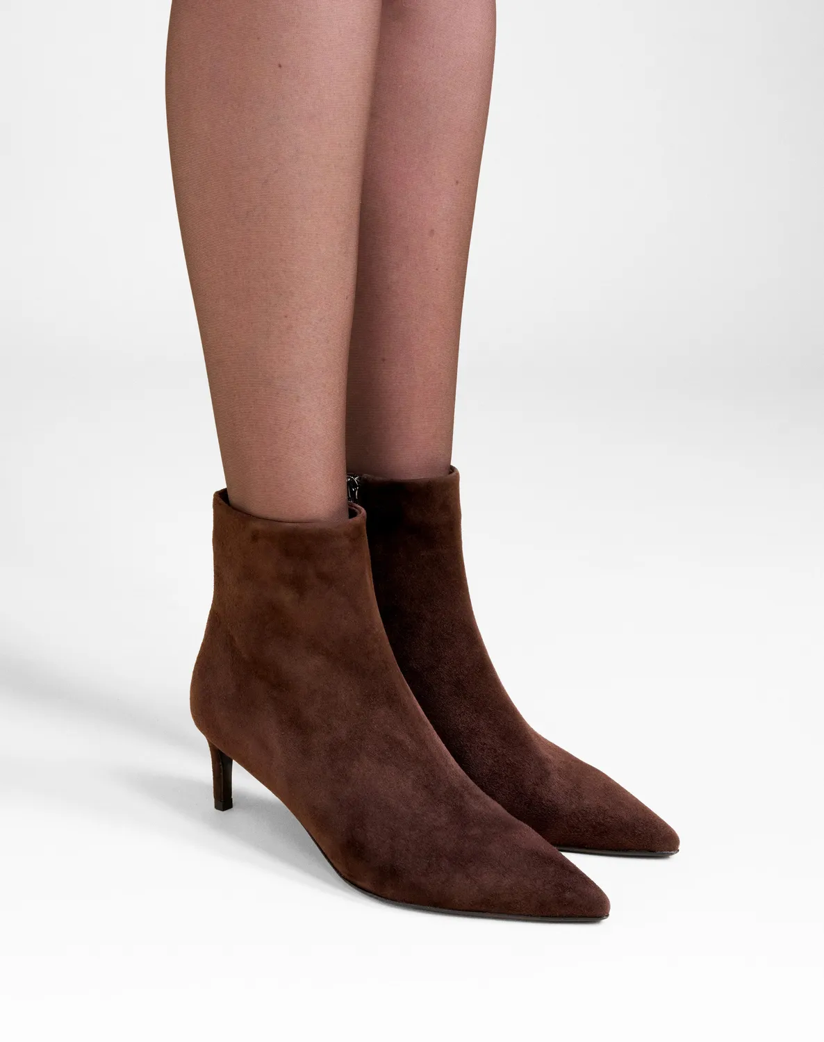 Mi/Mai Noura Low bottines suède marron talon 6 cm