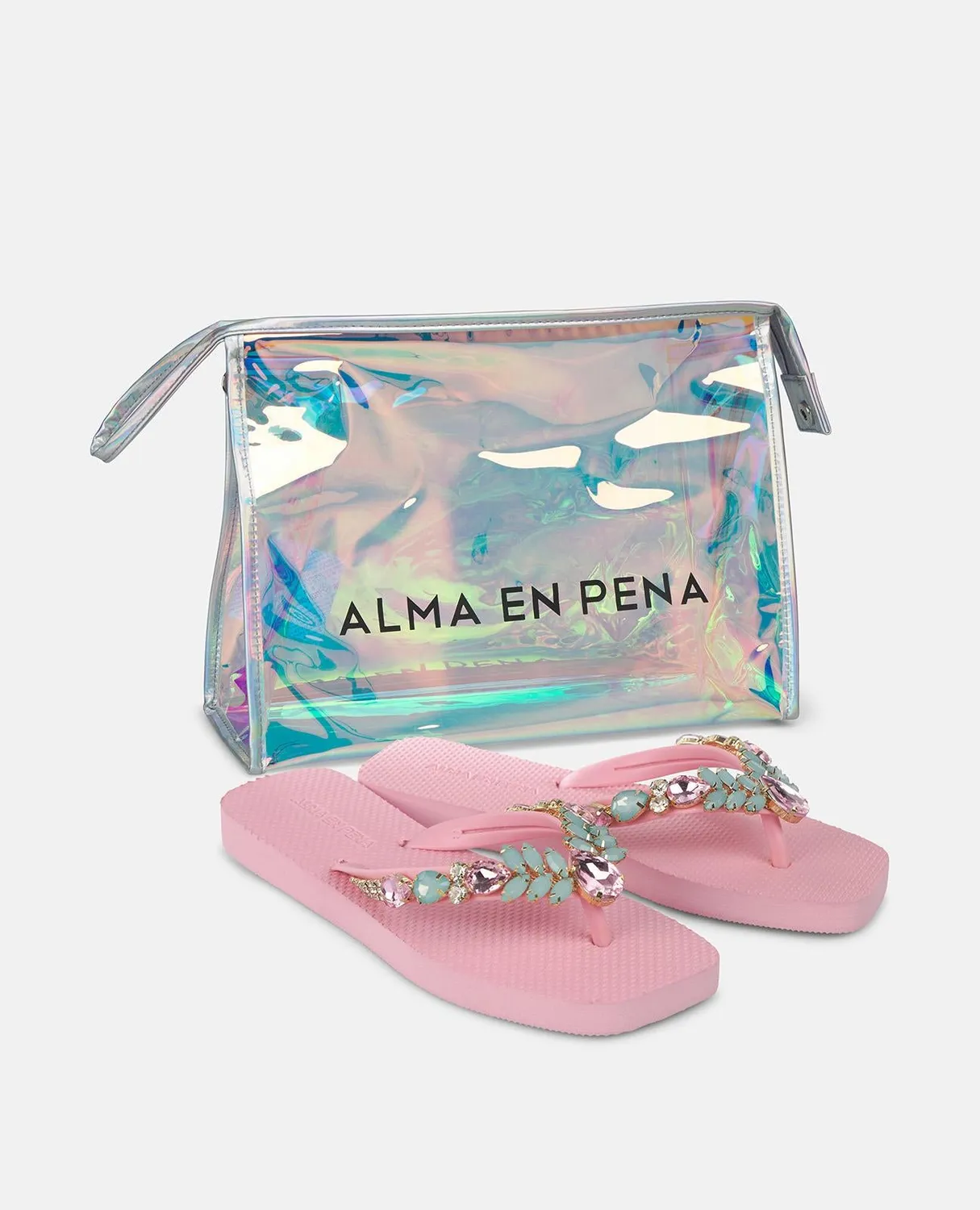 Alma en Pena V251990 tongs strass rose