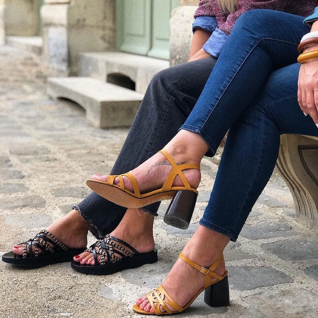 Karine Arabian CATARINA sandale cuir moutarde 38 talon 80mm
