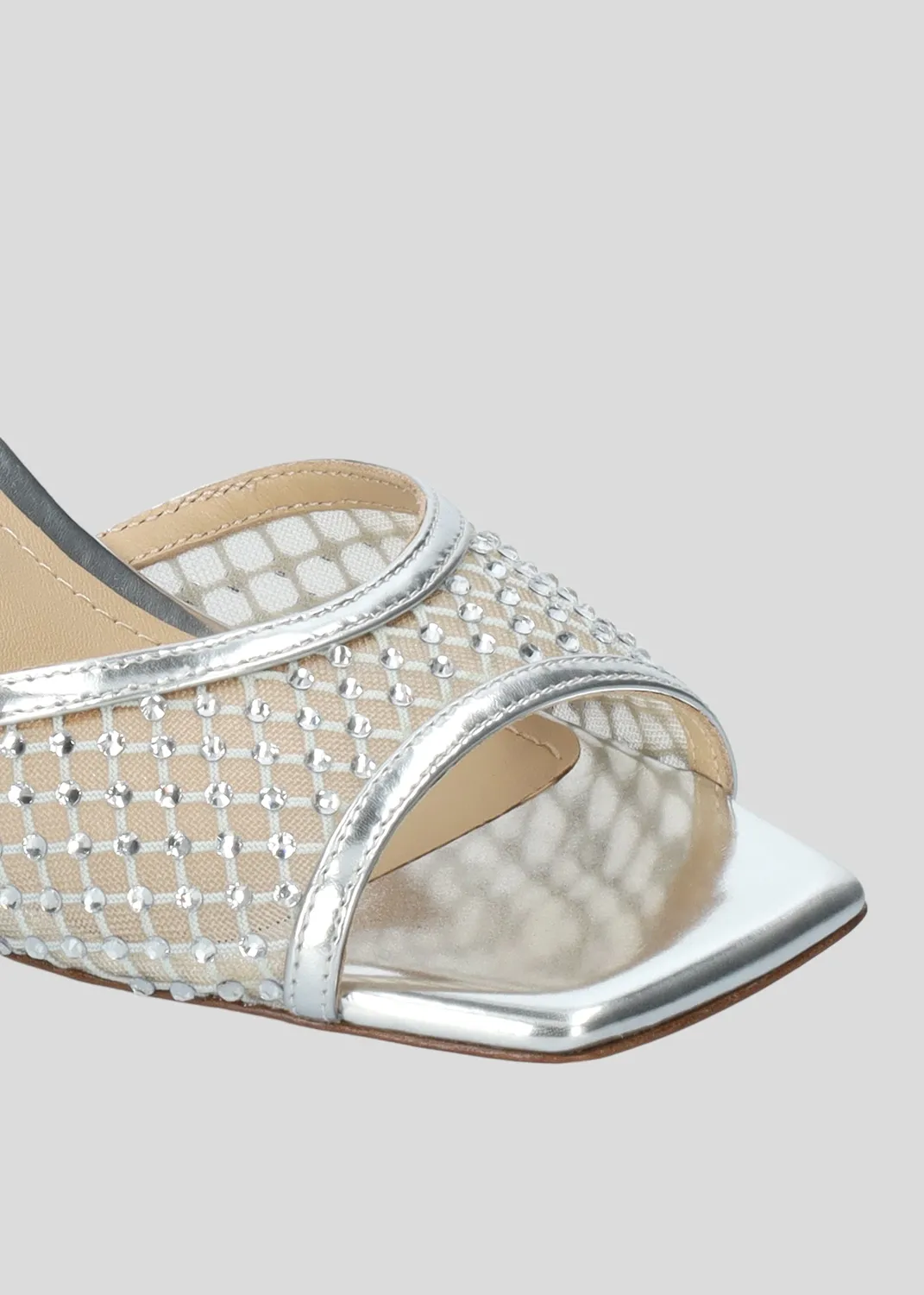 Lola Cruz Carmen Heel Sandal 65 sandales argent talon 6,5 cm