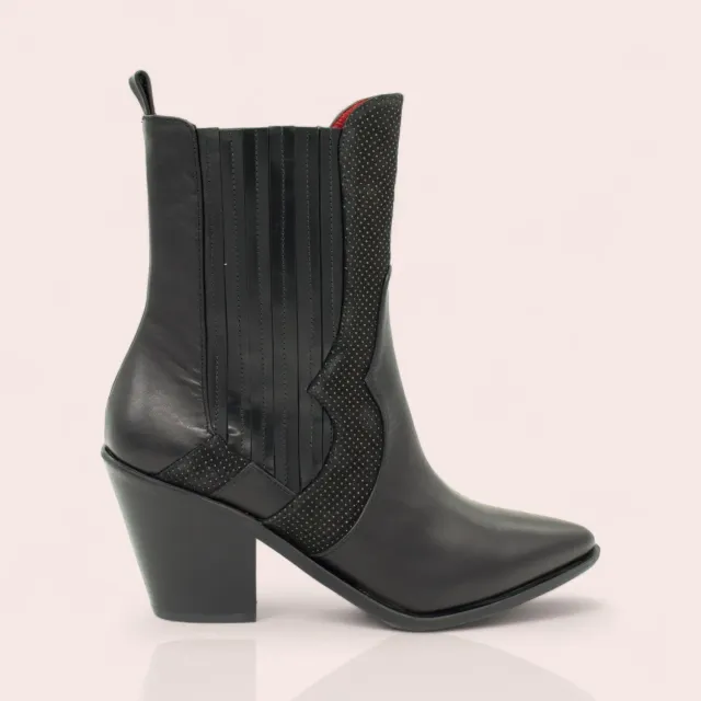 Karine Arabian MIRANDA bottine santiag noire cuir 65 mm