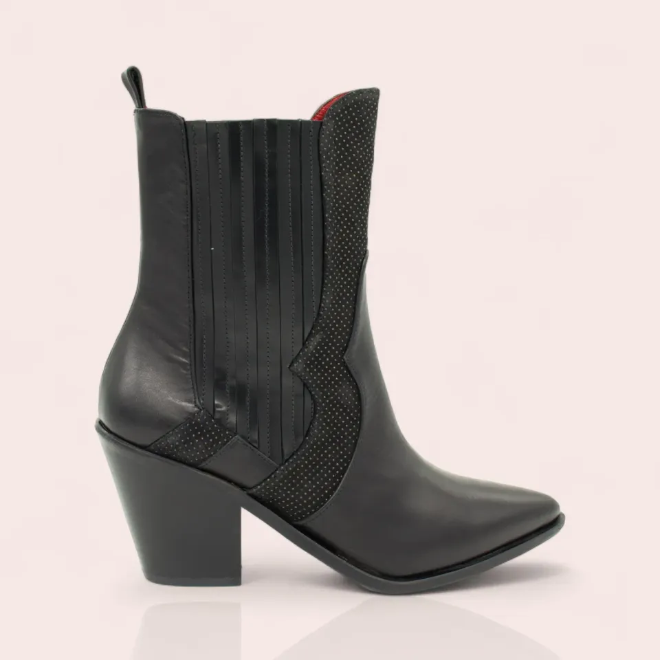 Karine Arabian MIRANDA bottine santiag noire cuir 65 mm