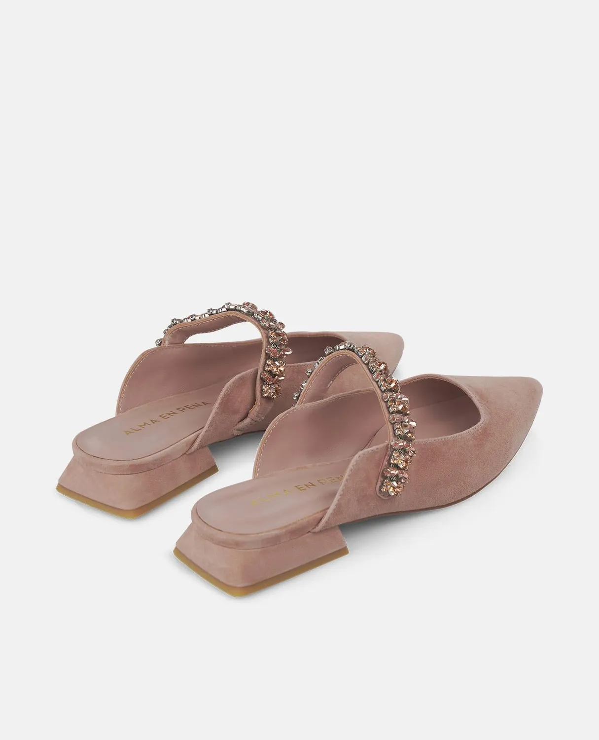 Alma en Pena V250491 mules roses poudré cuir strass 2cm