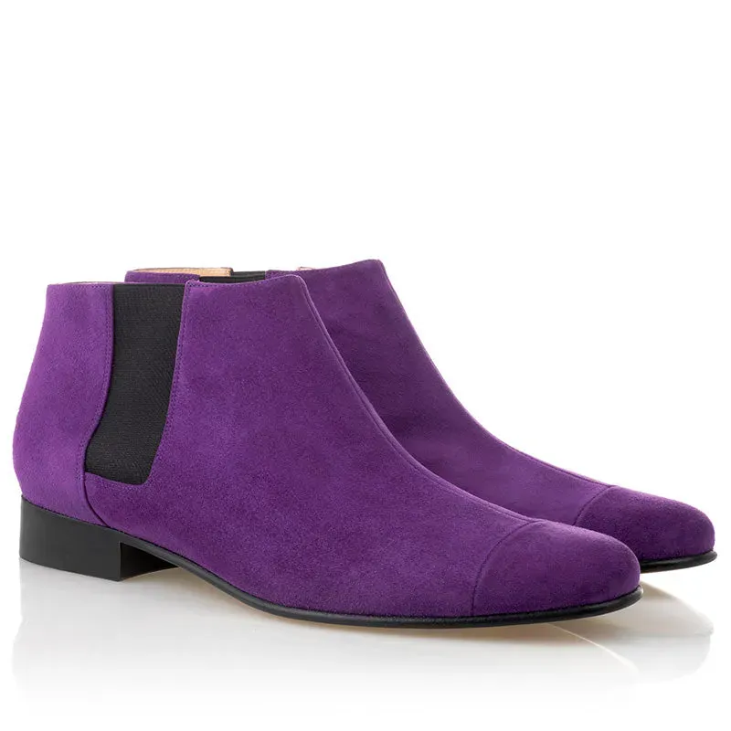 Bégum Paris Lucrèce violet boots velours talon 2 cm