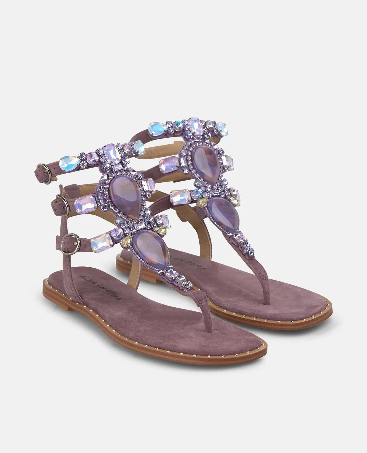 Alma en Pena V268203 sandales plates lavande bijou