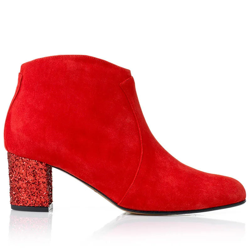 Bégum Paris Oxford paillettes bottine rouge talon 5 cm