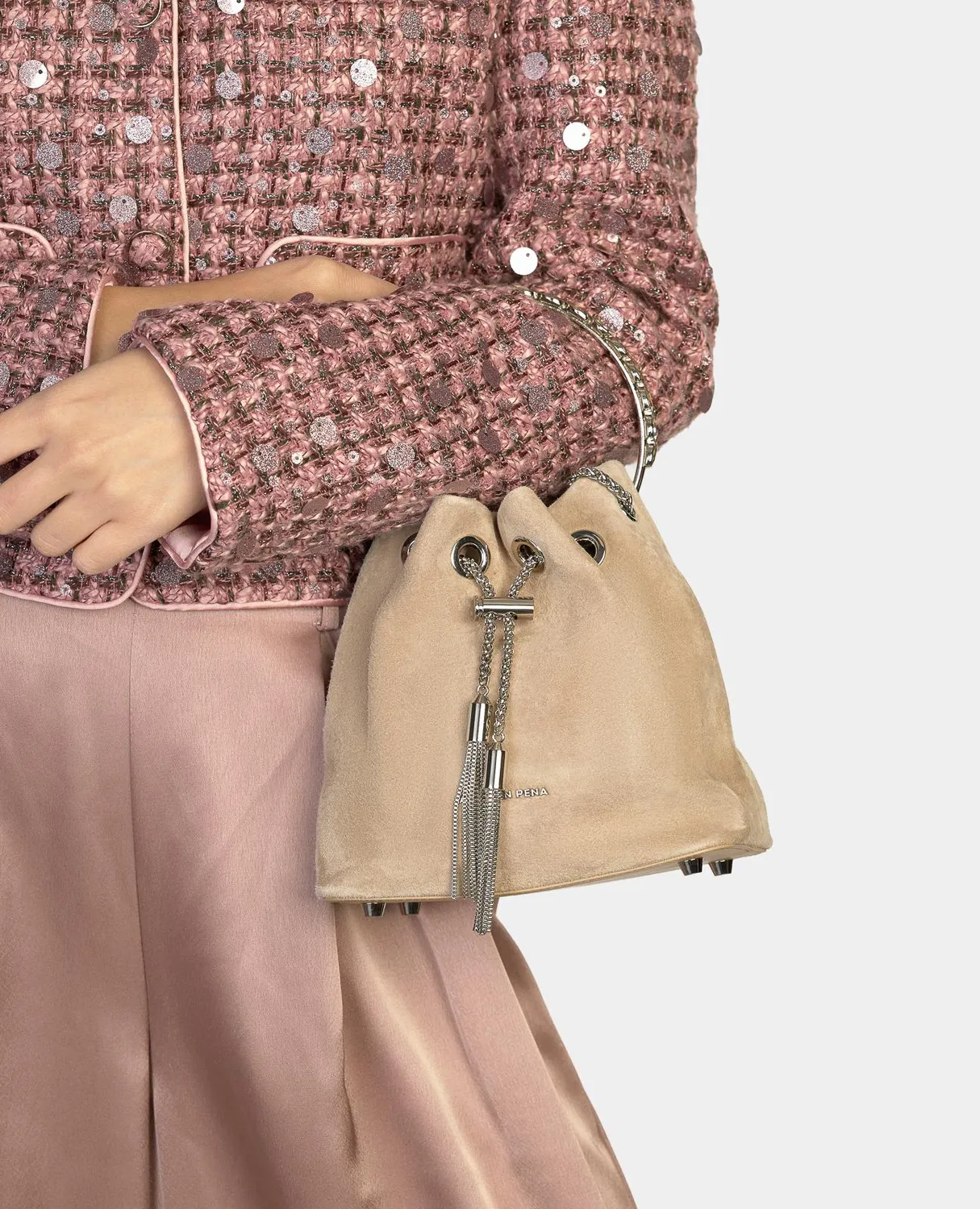 Alma en Pena BG110 sac seau cuir vison chaîne