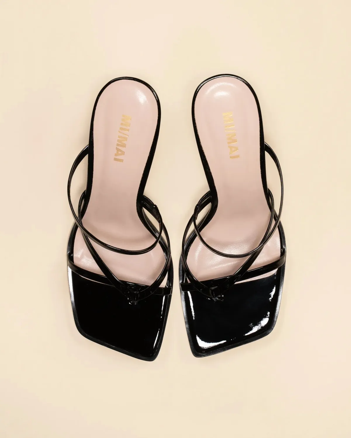 Mi/Mai Misty Black Patent mule vernie bout carré