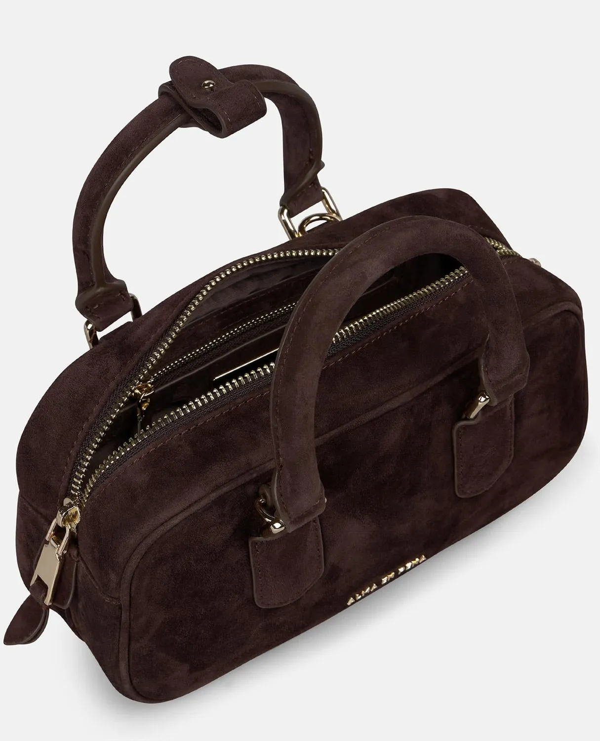 Alma en Pena BG236 sac bowling marron daim cuir