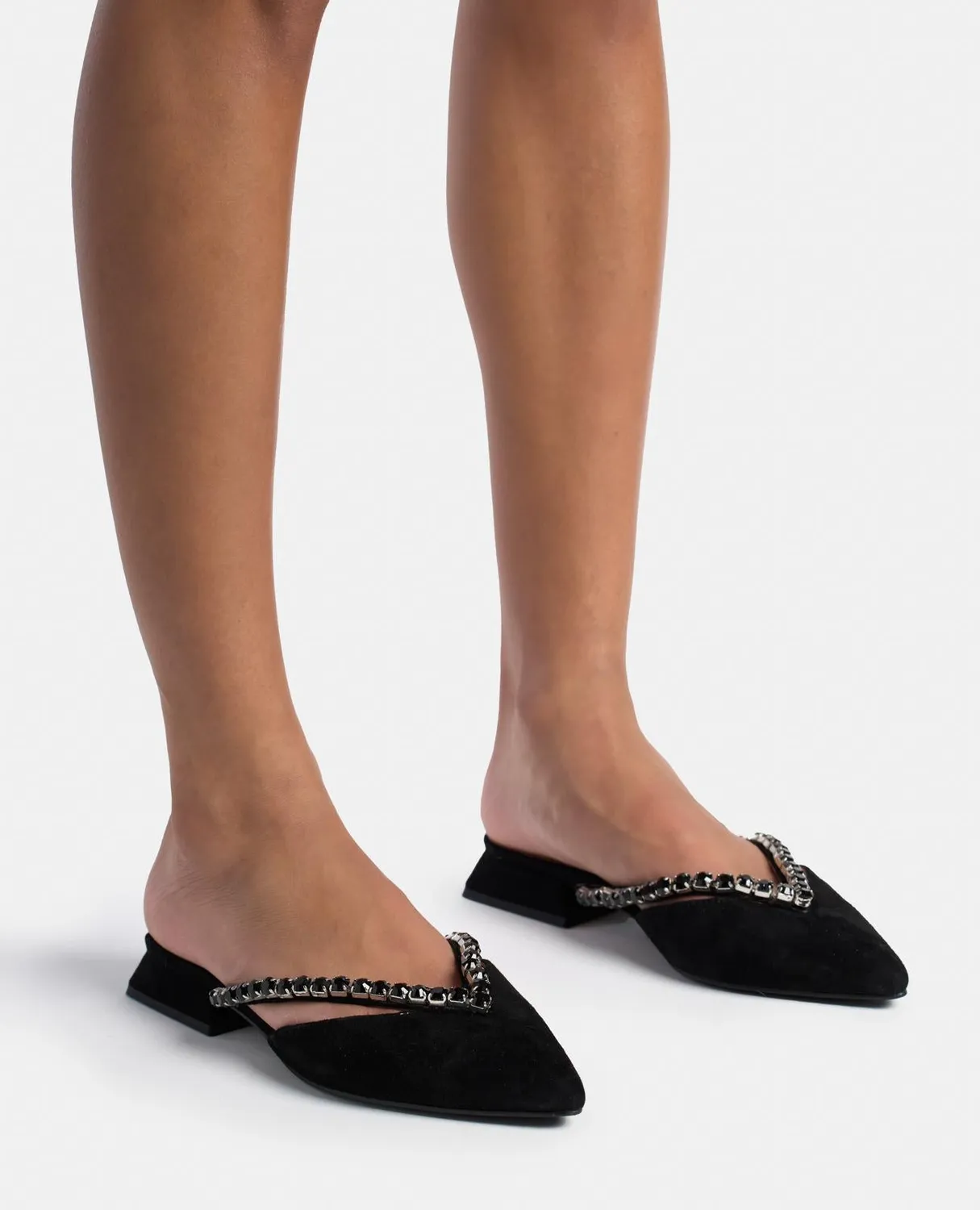 Alma en Pena V250485 mules plates noires strass