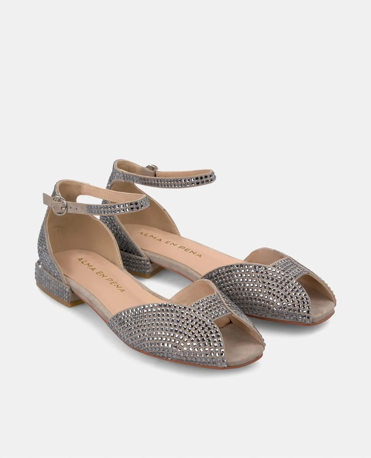 Alma en Pena V2550401 sandales plates taupe strass