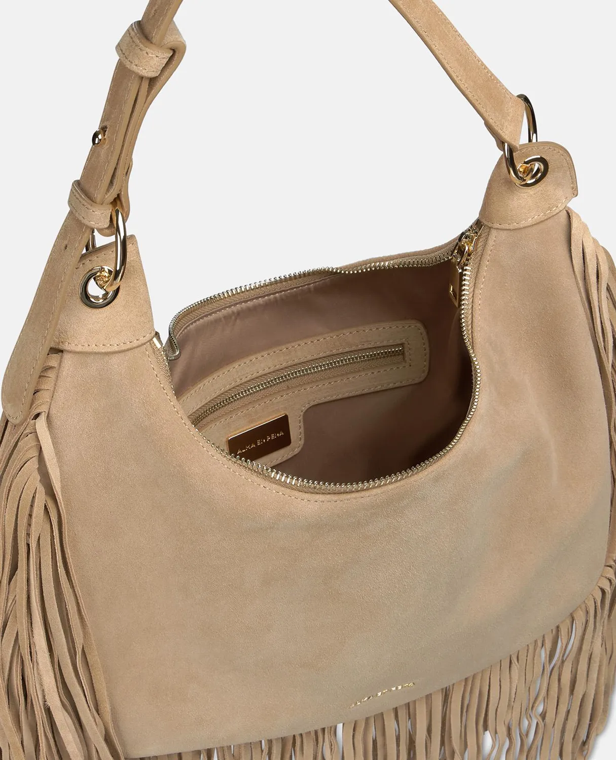 Alma en Pena V26BG062 sac cuir franges camel