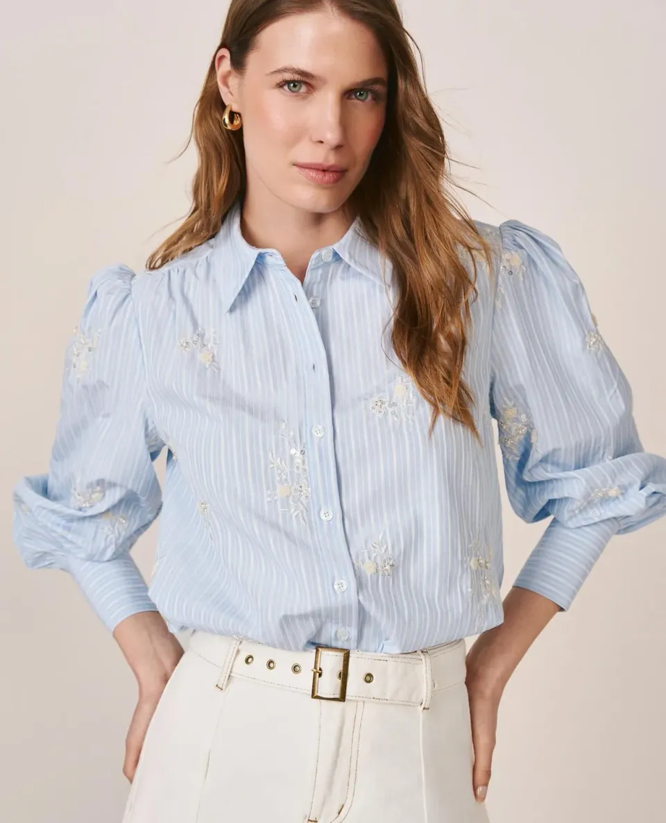 Alma en Pena V26CL0422 chemise popeline rayures bleue