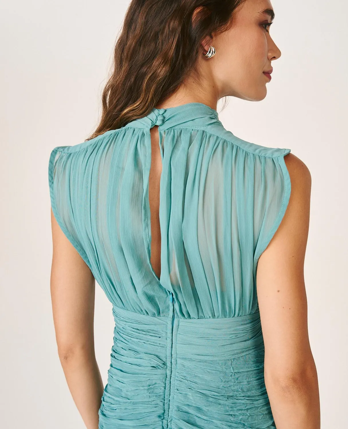 Alma en Pena I26CL0244 robe longue volants vert jade