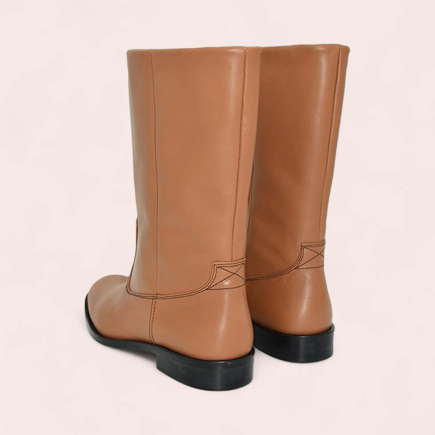 Karine Arabian Lennox bottes cuir camel noir talon 30 mm