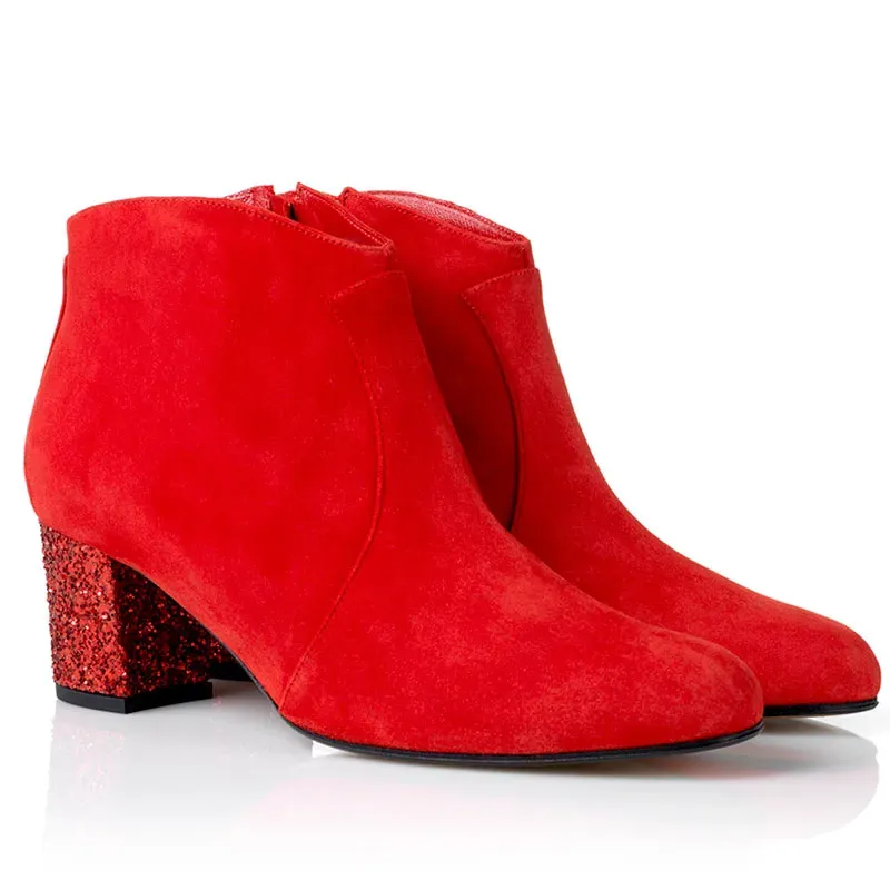 Bégum Paris Oxford paillettes bottine rouge talon 5 cm