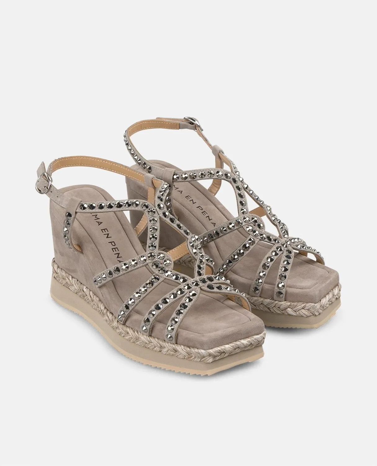 Alma en Pena V251240 compensées marron cuir bout carré 9,8 cm