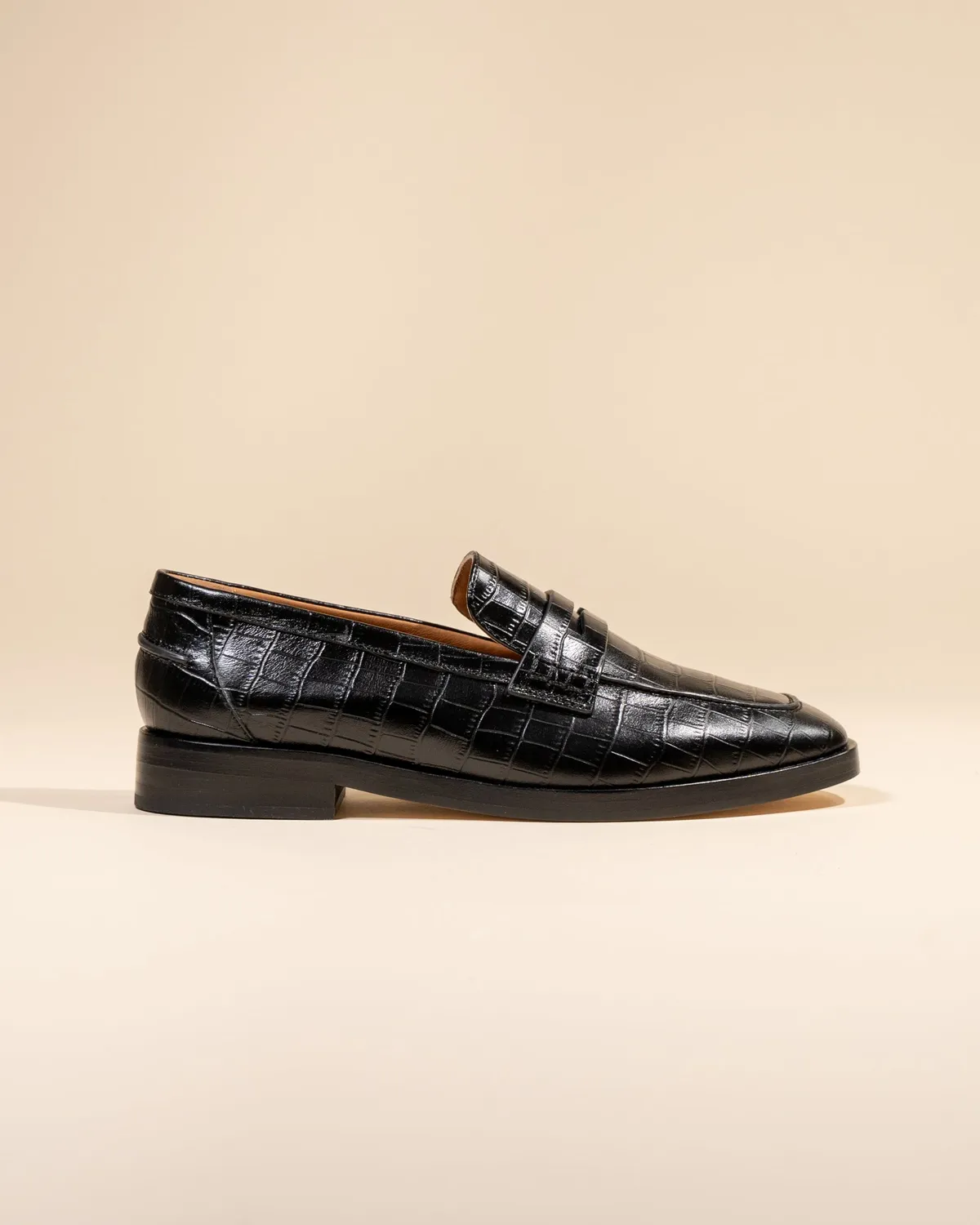 Mi/Mai Luciano Black Croc mocassins cuir croco noir