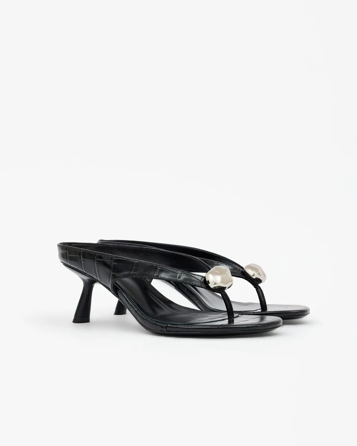 Mi/Mai Cristo High Black Croc sandale cuir noir