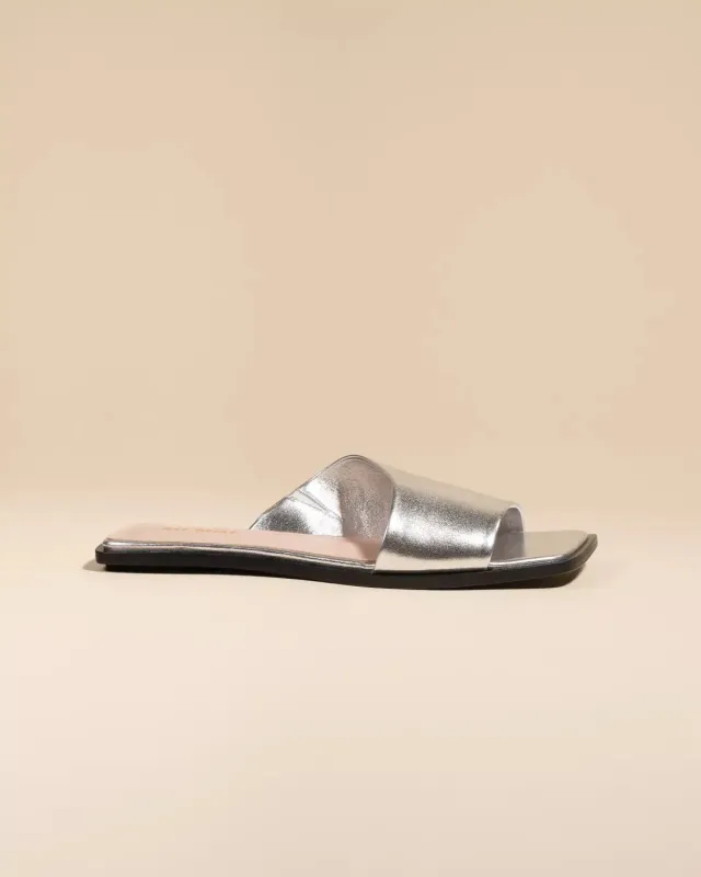 Mi/Mai Eero Silver mules plates cuir argenté