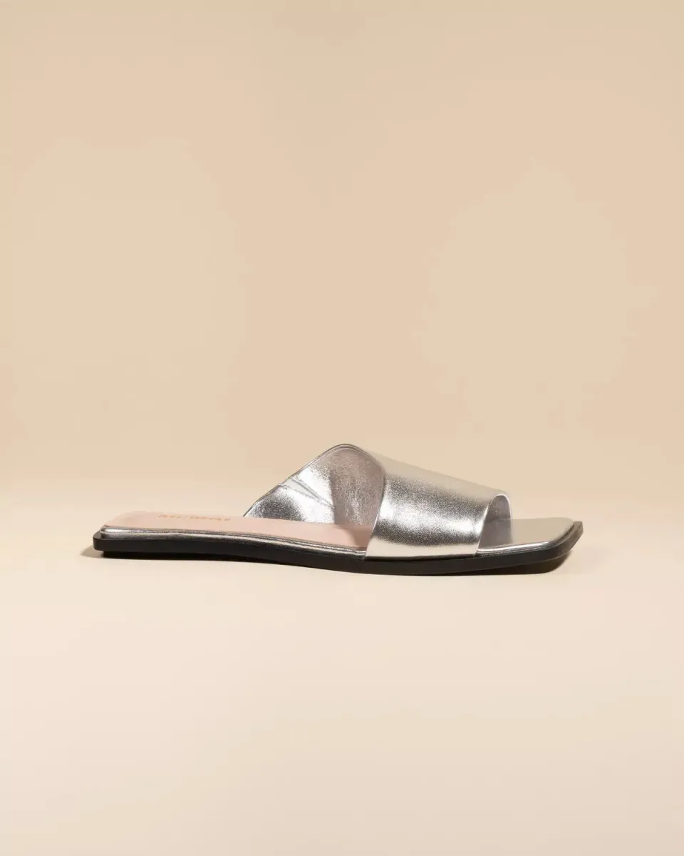 Mi/Mai Eero Silver mules plates cuir argenté