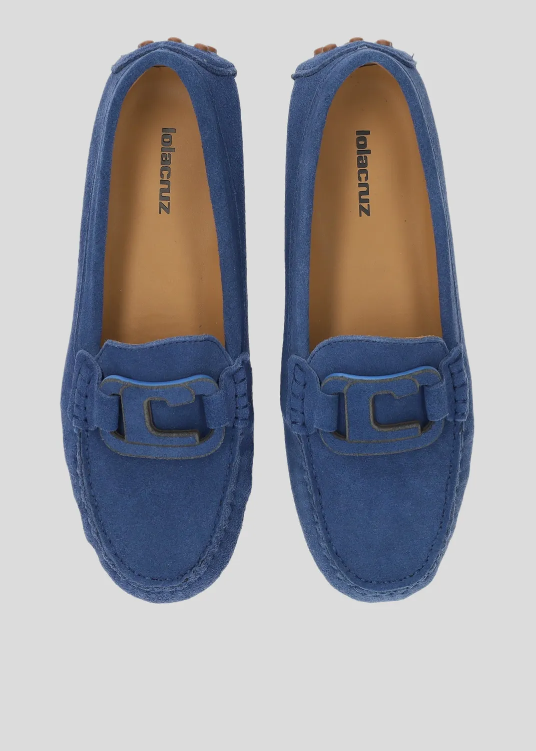 Lola Cruz Margarida mocassins marine cuir plat