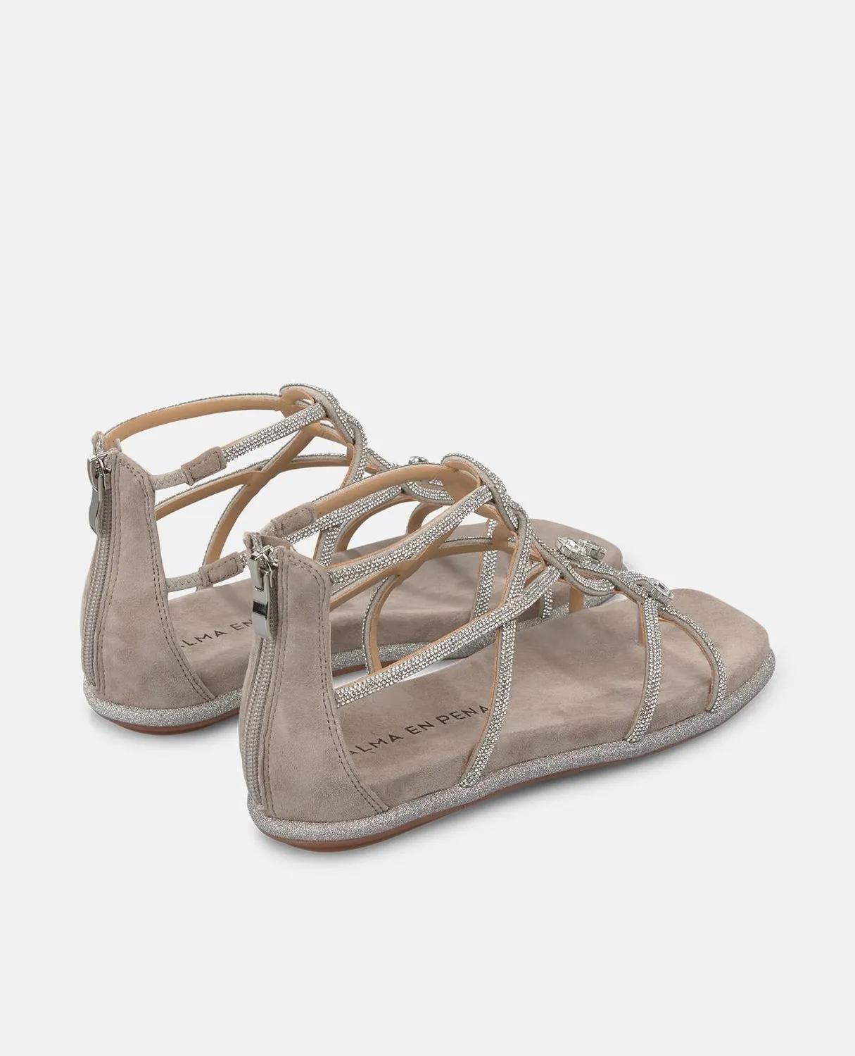 Alma en Pena V2551604 sandales plates taupe à strass