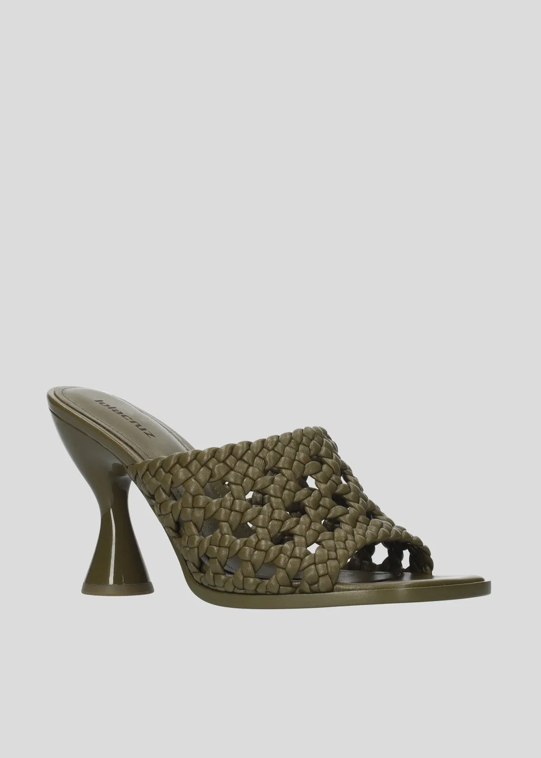 Lola Cruz Roxane Mules 90 mules vert kaki talon 9 cm