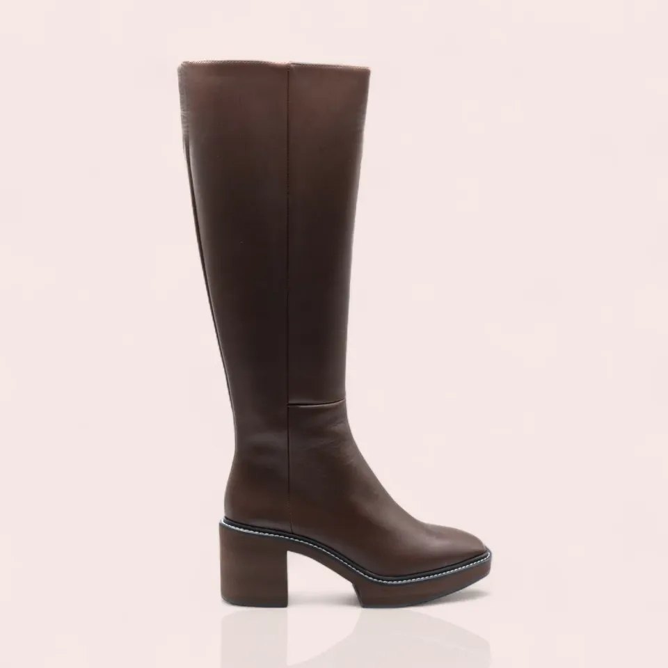 Karine Arabian Brandon botte cuir marron compensée 70mm
