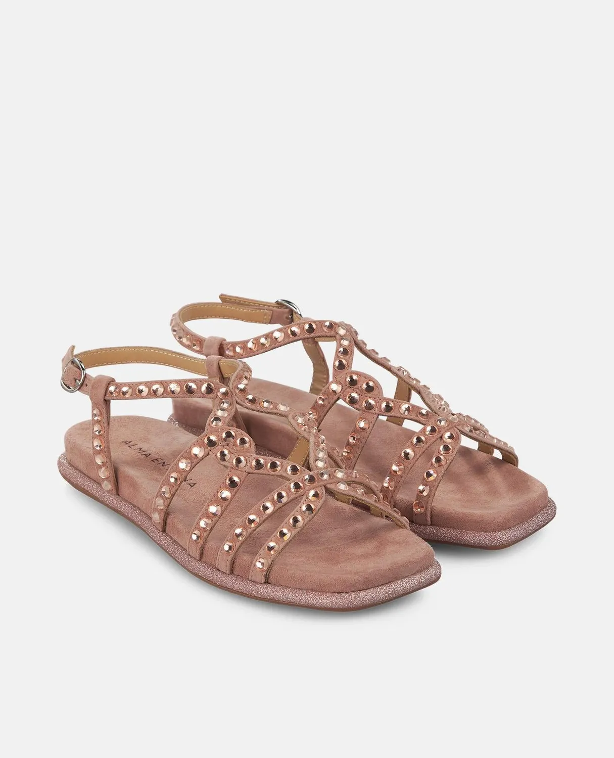 Alma en Pena V2551600 sandales plates rose poudré strass