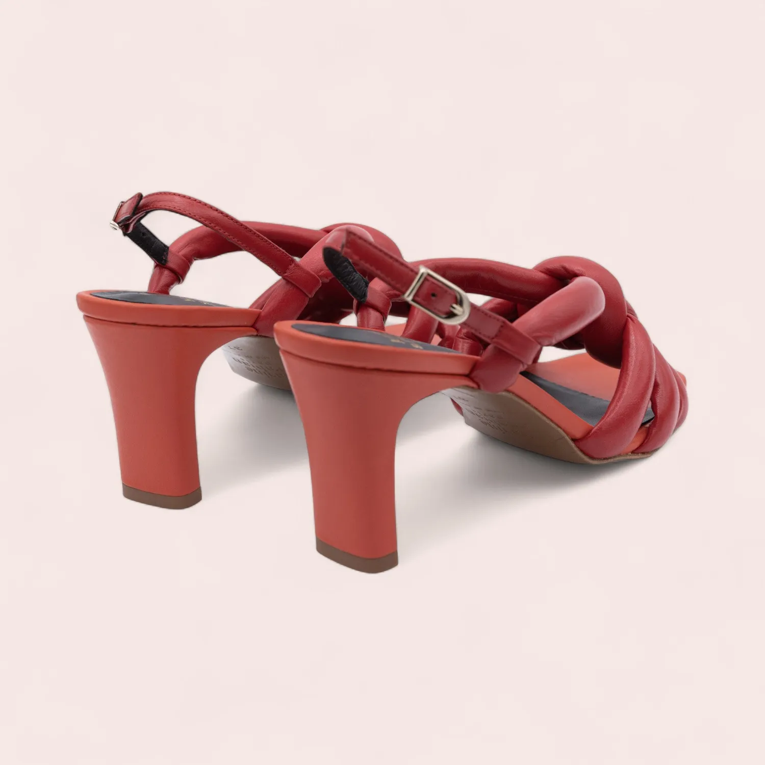 Karine Arabian Maeva sandale cuir rouge orange talon 70mm