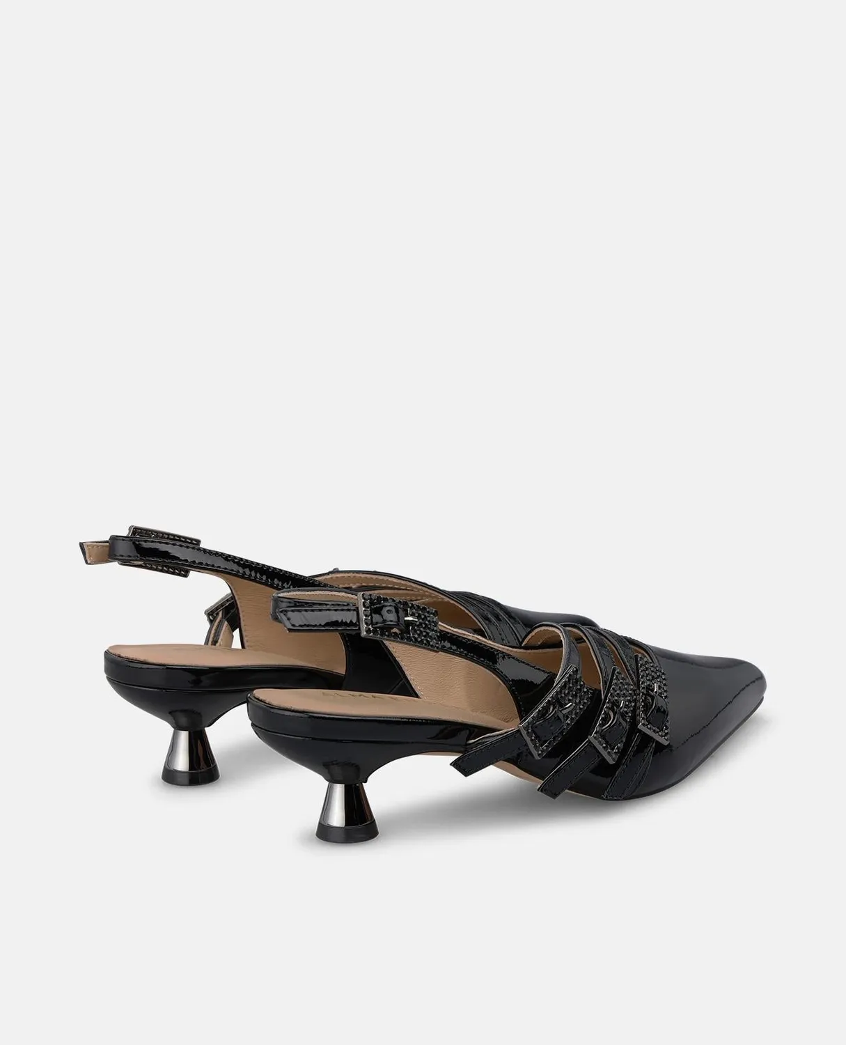 Alma en Pena I260206 escarpins vernis noirs talon 4 cm