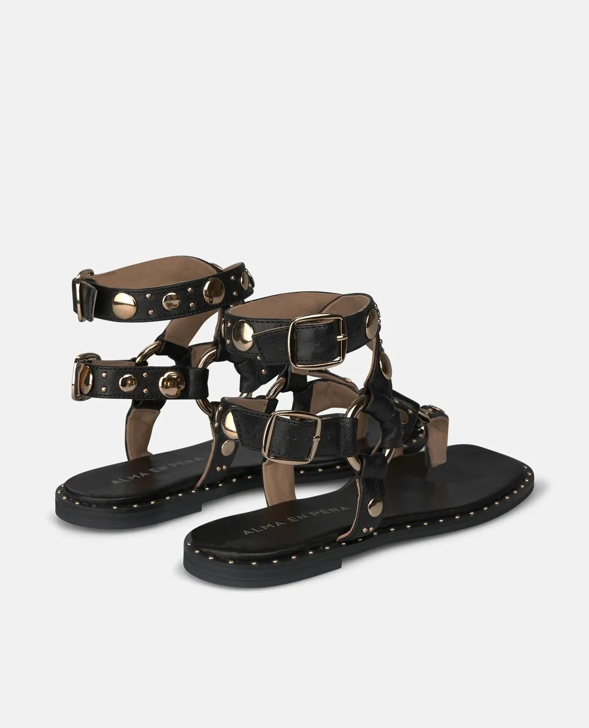 Alma en Pena V268211 sandales plates noir cuir