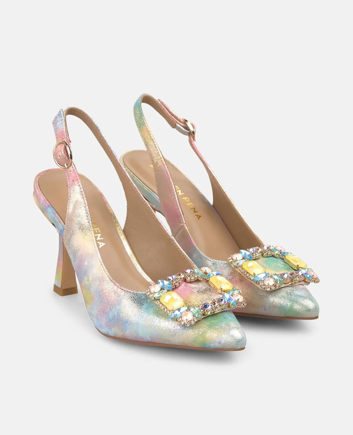 Alma en Pena V262000 escarpins roses talon fin bijou