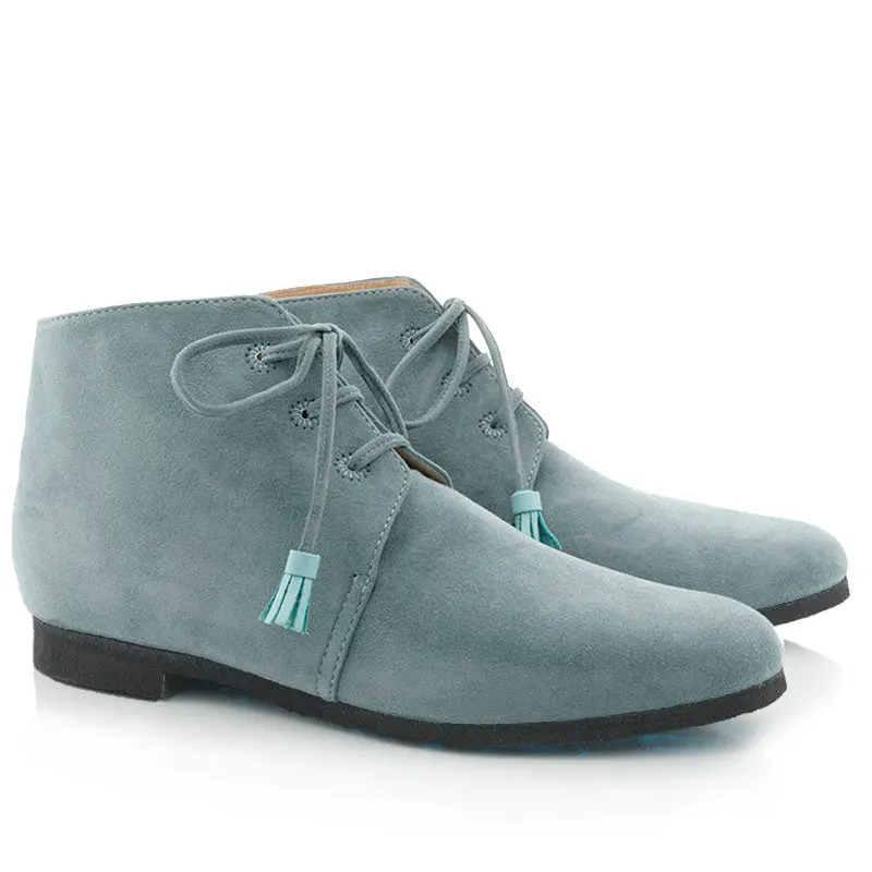 Bégum Paris Ostende bottines chèvre velours gris talon 1 cm