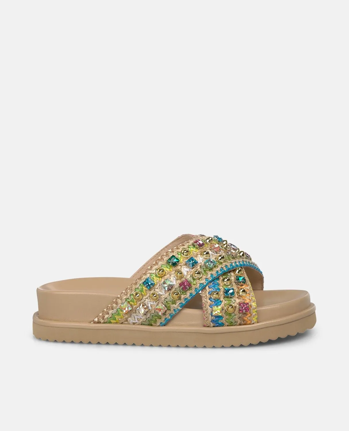 Alma en Pena V267510 sandales plates rafia multicolore 3 cm