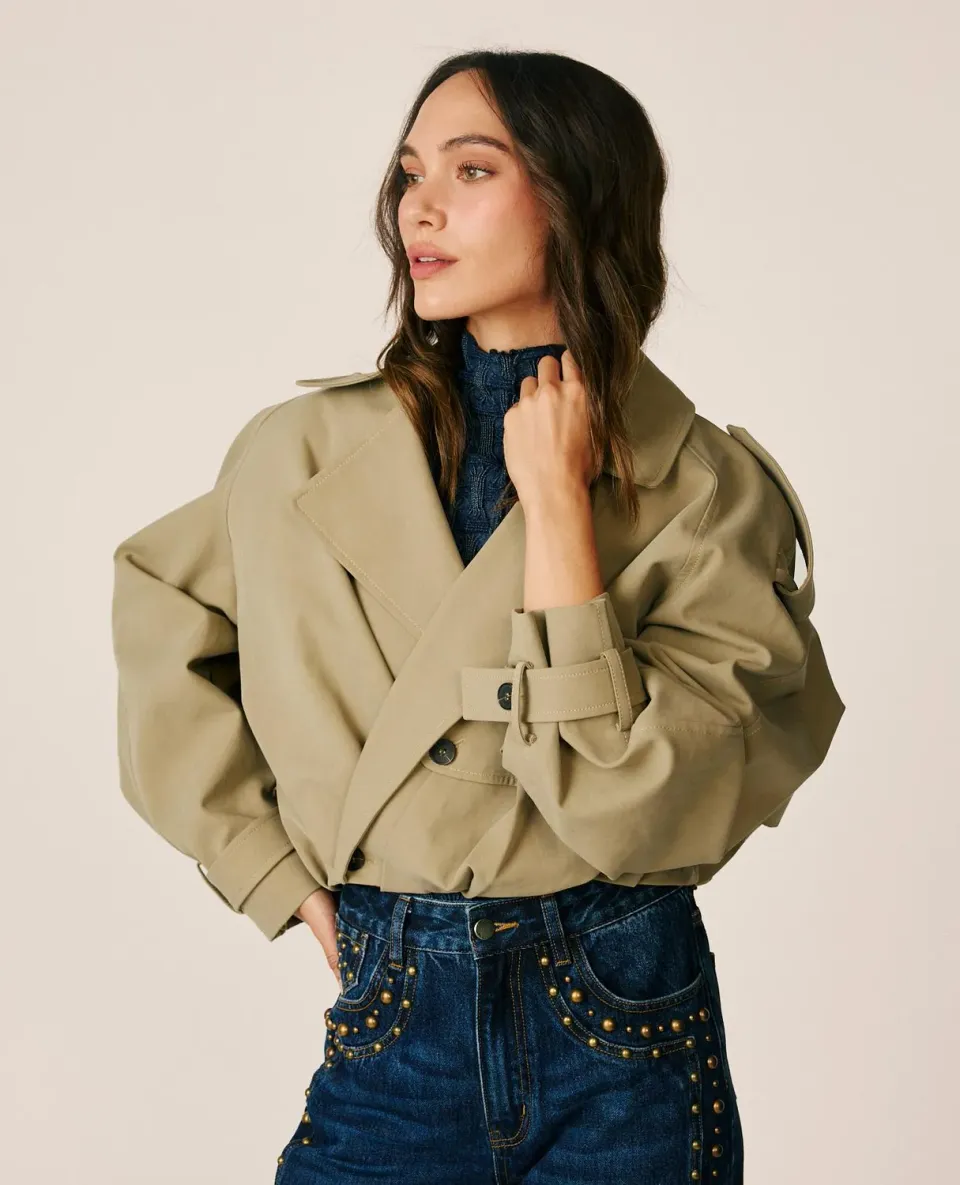 Alma en Pena I26CL1500 trench gabardine coton beige croisé