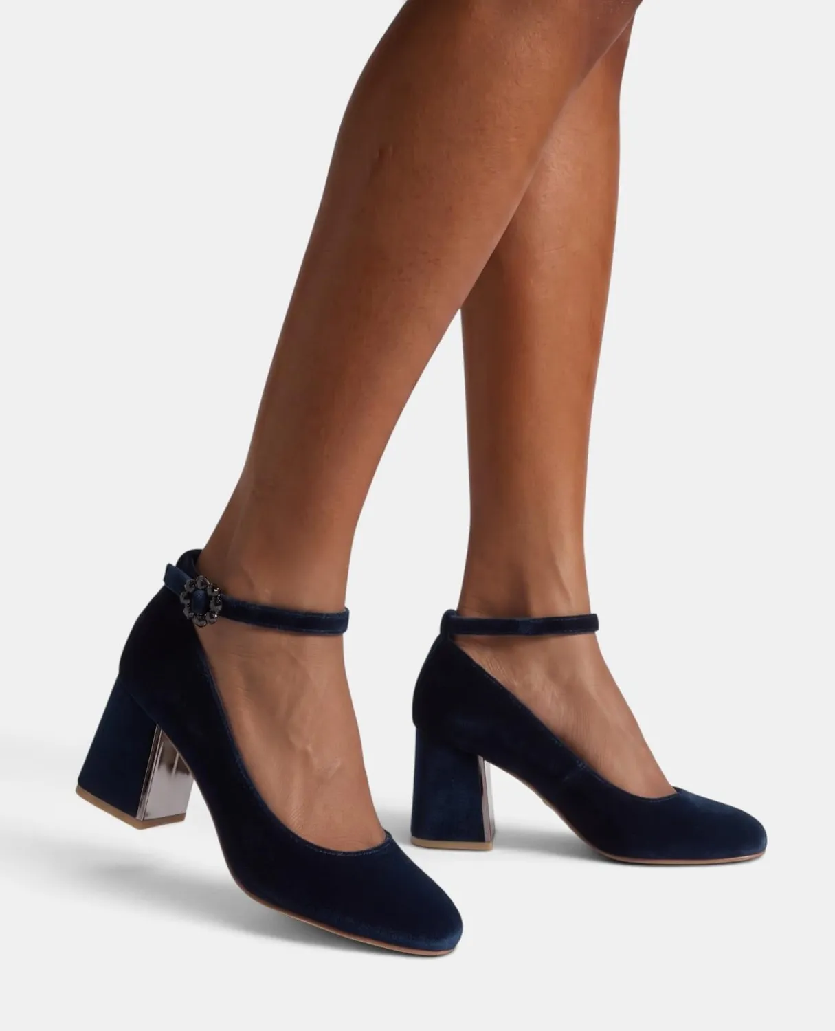 Alma en Pena I260154 escarpins velours bleu talon 5,5 cm
