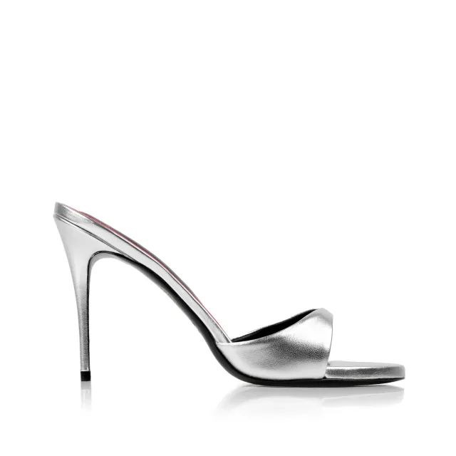 Maison Ernest Lidylle 100 mules cuir argent mat